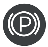 the parking brake icon, a P in a circle with parenthesis around it