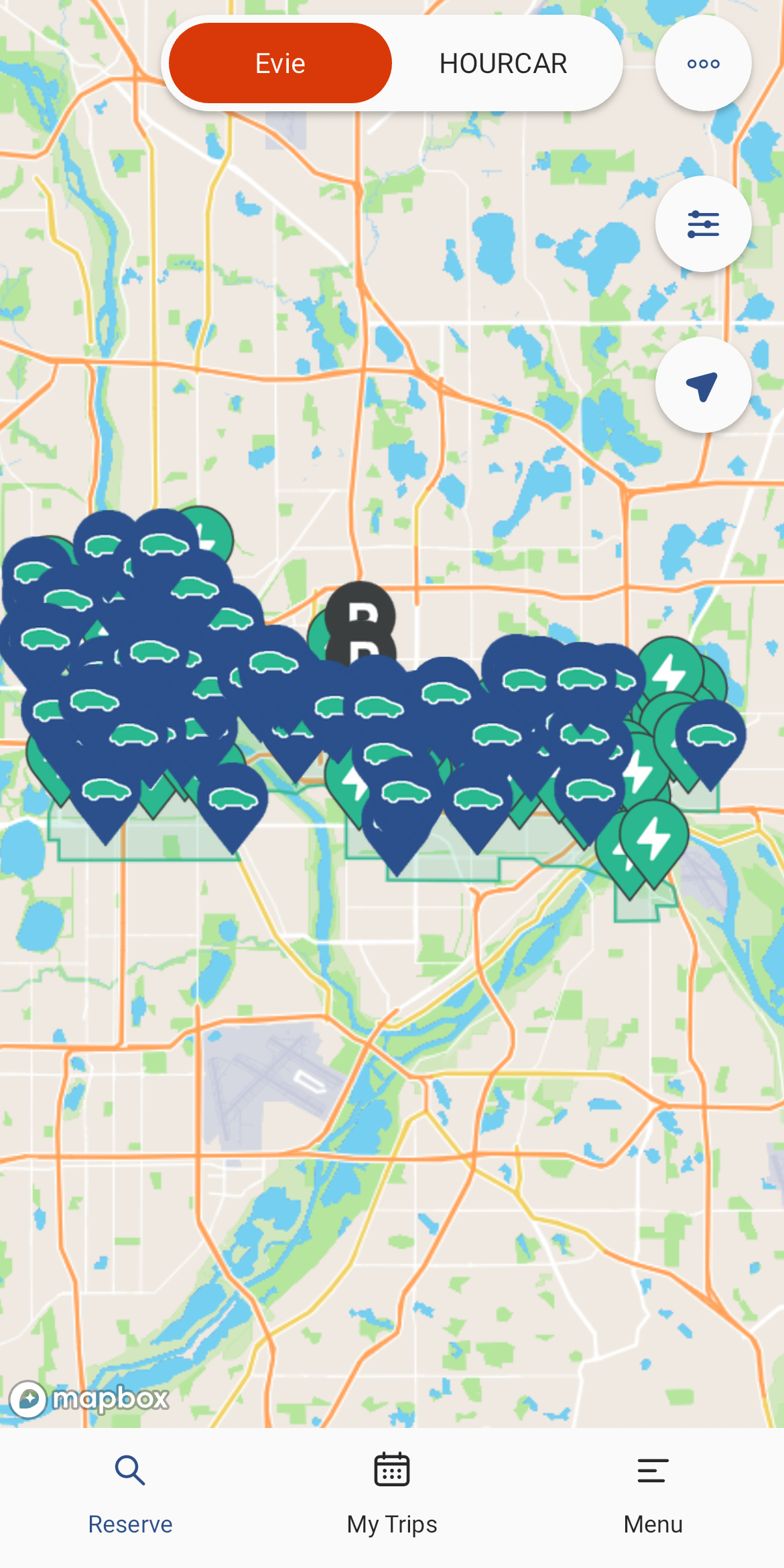photo of Evie Carshare app on Evie tab